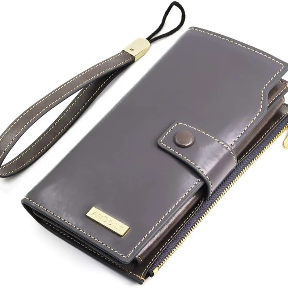 Genuine Leather RFID Wallet with Large Capacity, Card Slots, Coin Pocket